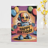 Robotkindergeburtstag Karte (Gelbe Blume)