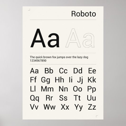 Roboto Schriftart Typografie Poster (Vorne)