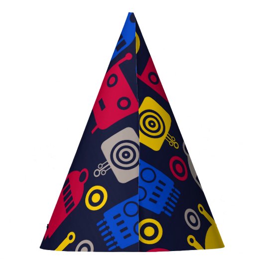 Robots-Cartoon-Muster Partyhütchen (Rückseite)