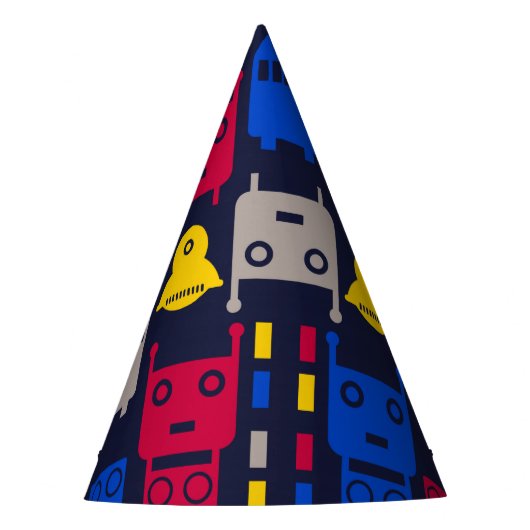 Robots-Cartoon-Muster Partyhütchen (Vorderseite)