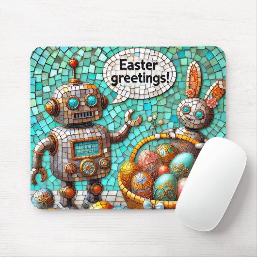 ROBOT'S EASTER GREETINGS Bunny Eggs ~ Mousepad (Mit Mouse)