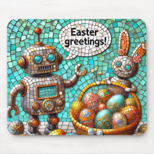 ROBOT'S EASTER GREETINGS Bunny Eggs ~ Mousepad (Vorne)