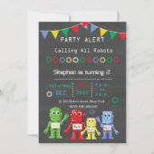 Robots Geburtstagsfeiereinladungen Einladung (Vorderseite)