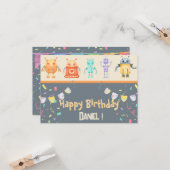 Robots Happy Birthday Grußkarte Karte (Vorderseite/Rückseite Beispiel)