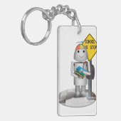 Robox9 an der Bushaltestelle - Zurück zur Schule Schlüsselanhänger (Vorderseite links)