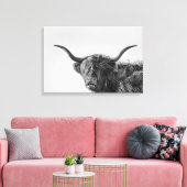 Robuste Hochlandkuh in Monochrom Leinwanddruck (Insitu (Wohnzimmer))