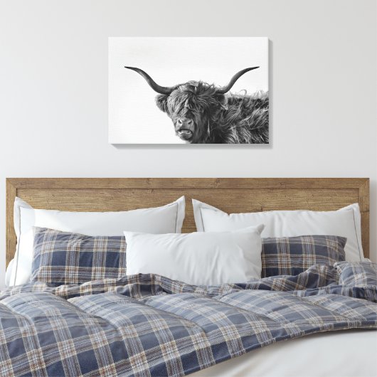 Robuste Hochlandkuh in Monochrom Leinwanddruck (Insitu (Schlafzimmer))