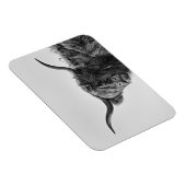 Robuste Hochlandkuh in Monochrom Magnet (Rechte Seite)