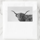 Robuste Hochlandkuh in Monochrom Rechteckiger Aufkleber (Tasche)