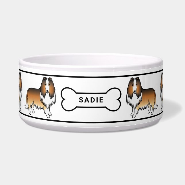 Robuste Hunde mit Knochen und Namen Napf (Vorderseite)