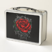 Robuste Rose Metall Brotdose (Rückseite)