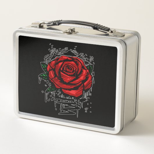 Robuste Rose Metall Brotdose (Vorderseite)