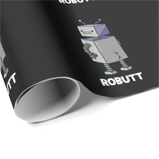 Robutt Funny Robot Pun Dark BG Geschenkpapier (Rolleneckpunkt)