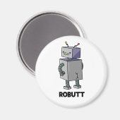 Robutt Funny Robot Pun Magnet (Vorderseite/Rückseite)