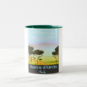 Rocca d'Orcia Italien Reiseplakat Zweifarbige Tasse