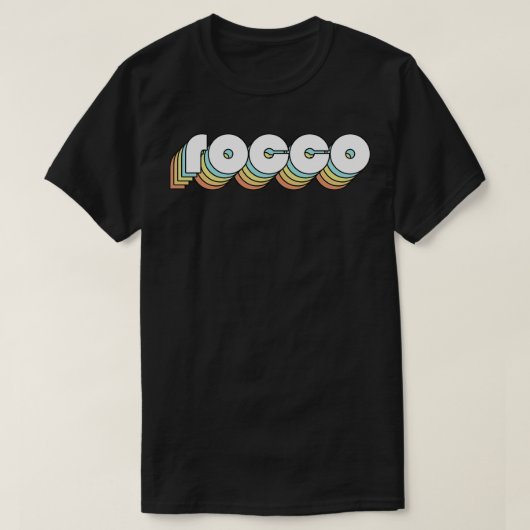 Rocco Retro Rainbow Typografie verblasster Stil T-Shirt (Design vorne)