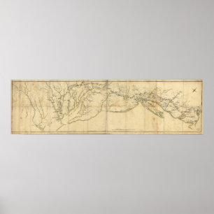 Rochambeaus März von Yorktown nach Boston Map Poster