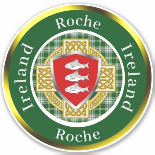 Roche Irish Shield/Celtic Cross Personalisiert Aufkleber (Vorderseite)