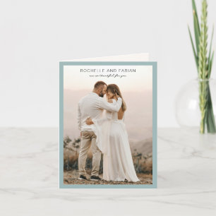 Rochelle Aqua Moderne Moderne Elegante Hochzeit Dankeskarte