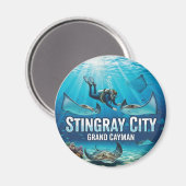 Rochen in Grand Cayman Travel Magnet (Vorderseite/Rückseite)