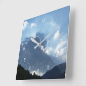 Rochen und Wolken Quadratische Wanduhr (Winkel)