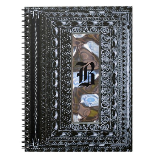 Rochester Blue viktorianisches Goth-Monogramm Notizblock (Vorderseite)