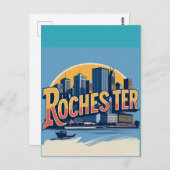 Rochester City Skyline New York USA Postkarte (Vorne/Hinten)