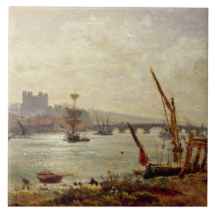 Rochester-Kathedrale und Schloss, c.1820-30 (Öl a Fliese