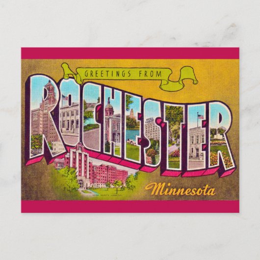 Rochester Minn Retro Postkarte (Vorderseite)