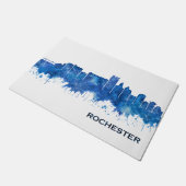 Rochester Minnesota Skyline Blue Fußmatte (Schrägansicht)