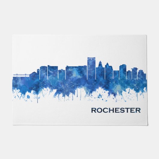 Rochester Minnesota Skyline Blue Fußmatte (Vorderseite)