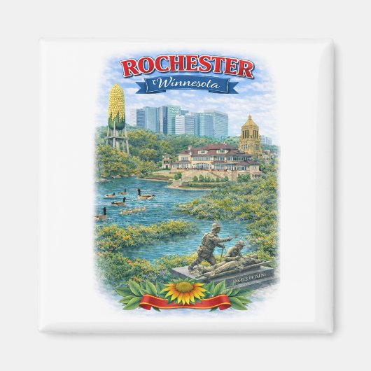Rochester MN Minnesota Landmarks Magnet (Vorne)