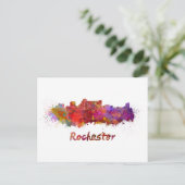 Rochester MN Skyline in Aquarellfarbe Postkarte (Stehend Vorderseite)