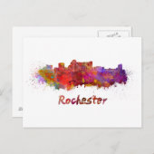 Rochester MN Skyline in Aquarellfarbe Postkarte (Vorne/Hinten)