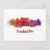 Rochester MN Skyline in Aquarellfarbe Postkarte (Vorderseite)