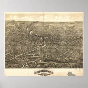 Rochester New York 1879 Antike Panoramakarte Poster