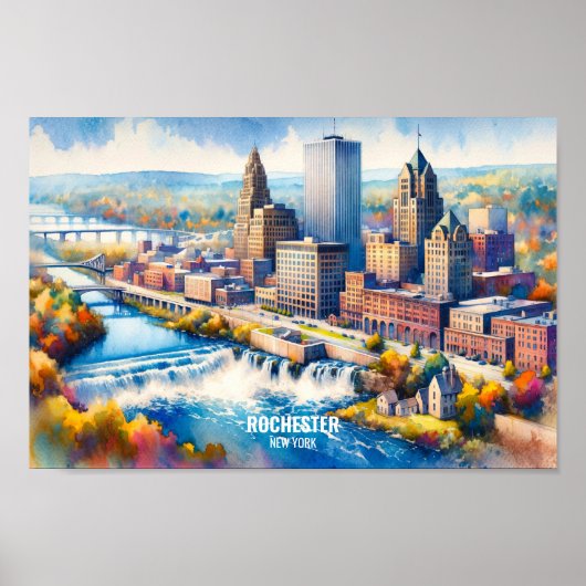 Rochester New York Famous Travel Places Aquarell Poster (Vorne)