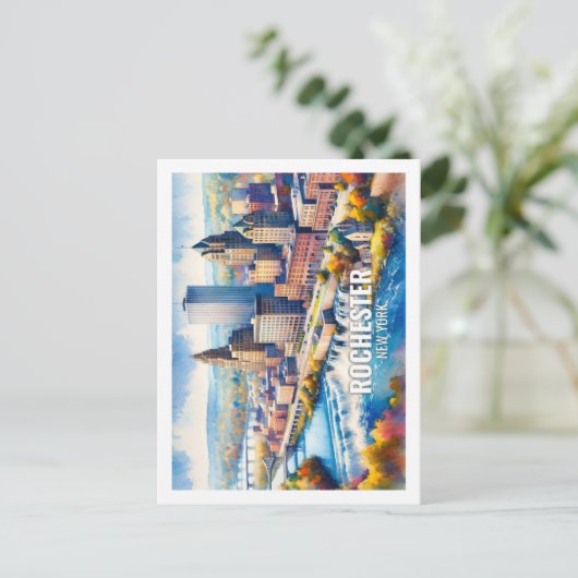 Rochester New York Famous Travel Places Aquarell Postkarte (Stehend Vorderseite)