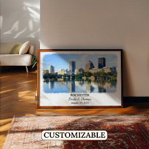 Rochester New York Poster, Aquarell, Maßgeschneide Poster