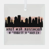 Rochester NY City Skyline Glass Ornament (Rückseite)