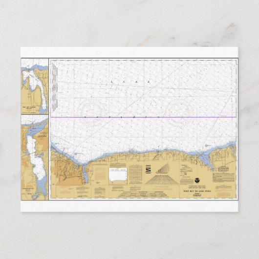 Rochester, NY Nautical Lake Ontario Chart Postkarte (Vorderseite)