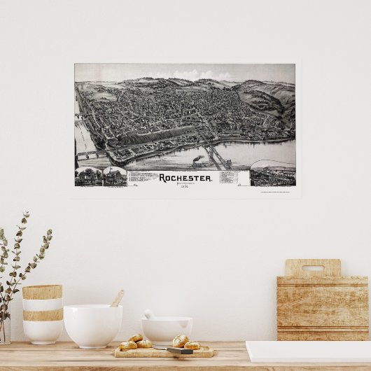 Rochester, PA Panoramic Map - 1900 Poster (Küche)