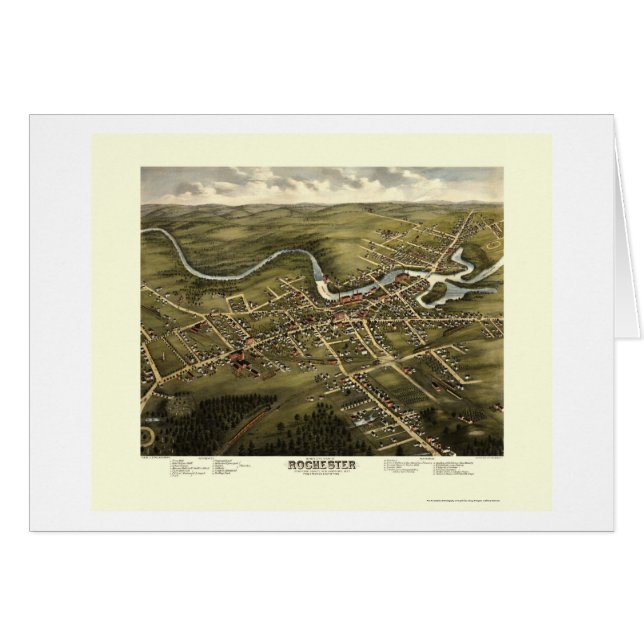 Rochester, panoramische Karte NH - 1877 (Vorderseite (Horizontal))