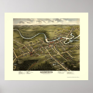 Rochester, panoramische Karte NH - 1877 Poster