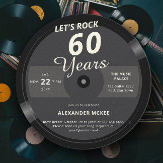 Rock 60 Jahre Vintages Label Geburtstag Einladung