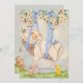 Rock-a-bye Baby Blue Birth Ankündigung (Vorne/Hinten)