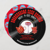 Rock-A-Bye-BABY Duschkabine Retro Party Red Einladung (Vorne/Hinten)