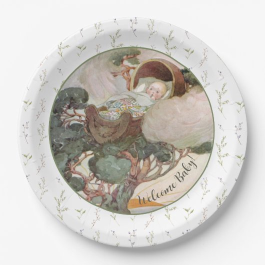 Rock A Bye Baby Kinderzimmer Rhyme Baby Dusche Pappteller (Vorderseite)