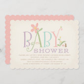 Rock-a-bye Baby Shower Invitation - Pink Einladung (Vorne/Hinten)