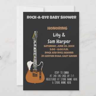 Rock a Bye Gitarre Rockstar Baby Shower Einladung
